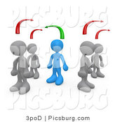 Clip Art of 3d People Thinking Differently from Others by