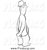 Clip Art of a Black and White Man with His Hands Behind His Back by Picsburg