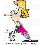 Clip Art of a Blond Woman with Carpal Tunnel Syndrome (CTS) and Aching Wrists on White by Toonaday