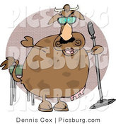 Clip Art of a Cow Doing Stand-up Comedy Using Props at a Comedy Club by Djart