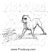 Clip Art of a Guard Dog in Black and White by Picsburg