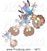 Clip Art of a Stressed or Excited Brunette Woman Bouncing Around by Toonaday