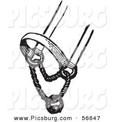 Clip Art of an Old Fashioned Vintage Horse Halter in Black and White on White by Picsburg
