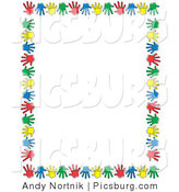 Clip Art of Colorful Hand Prints Forming a Border by Andy Nortnik