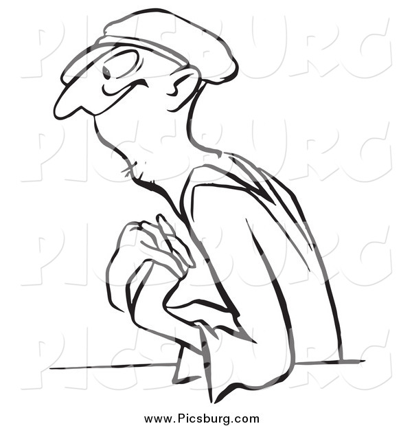 Clip Art of a Black and White Worker Man in Love