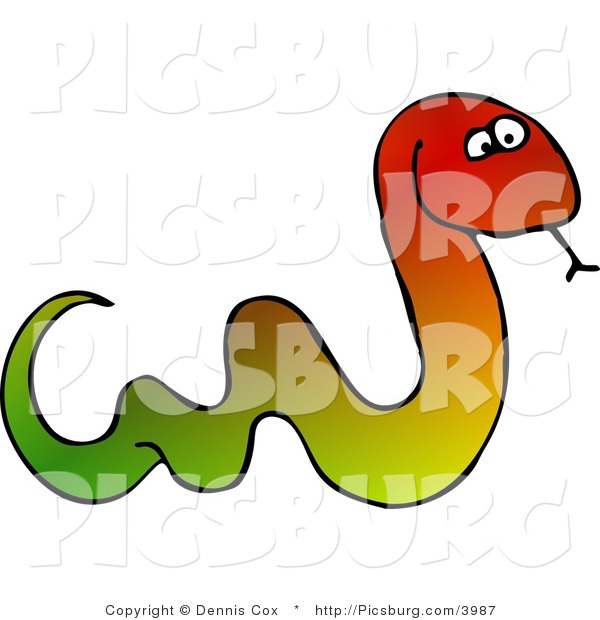 Clip Art of a Colorful Snake Sticking Tongue out While Slithering Forward