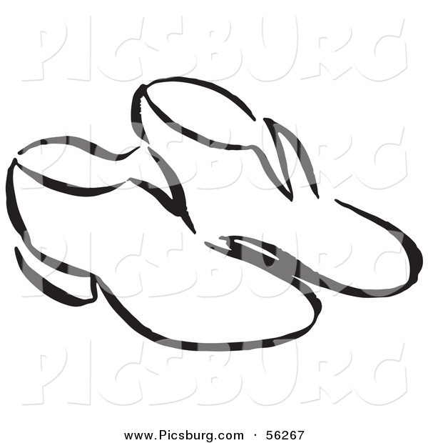 Clip Art of a Pair of Shoes - Black and White Line Art