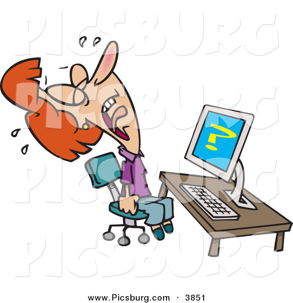 Clip Art of a White Woman Screaming and Crying in Frustration While Getting Computer Errors