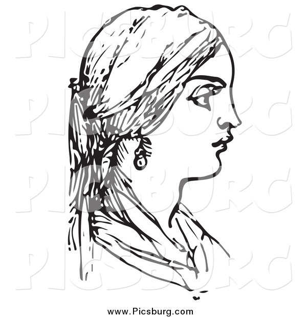 Clip Art of a Woman in Black and White