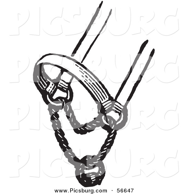 Clip Art of an Old Fashioned Vintage Horse Halter in Black and White on White
