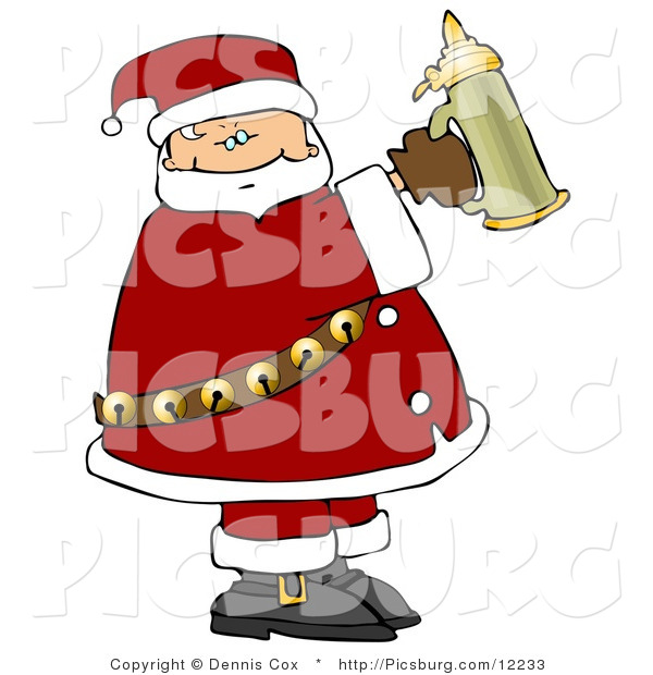 Clip Art of Santa Claus Holding a Beer Stein up