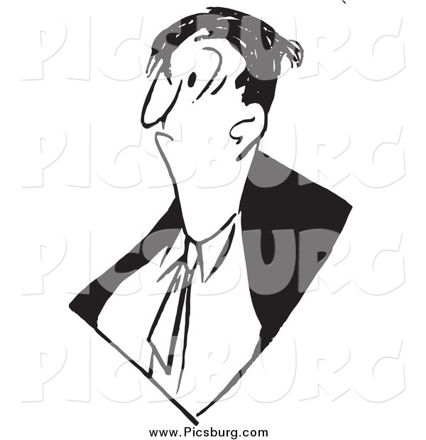 Vector Clip Art of a Black and White Grumpy Business Man