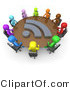 Clip Art of 3d Diverse People at a RSS Meeting Table by