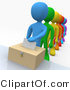 Clip Art of 3d People Standing in Line to Vote by