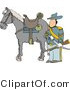 Clip Art of a Armed Union Soldier Standing Beside His Horse on a Battlefield and Holding a Musket by Djart