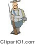 Clip Art of a Bearded Confederate Army Soldier Holding a Rifle with a Bayonet by Djart