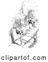 Clip Art of a Black and White Guard Dog Chasing Men by Picsburg