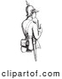 Clip Art of a Black and White Soldier Smoking a Pipe by Picsburg