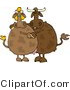 Clip Art of a Brown Male and Female Cow Couple Dancing Together by Djart