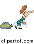 Clip Art of a Caucasian Woman Tugging a Heavy Bag by Toonaday