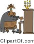 Clip Art of a Cow Pianist Playing a Piano with a Chandelier by Djart