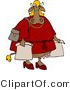 Clip Art of a Female Cow in a Red Dress Going on a Shopping Spree for Fun by Djart