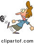 Clip Art of a Frustrated and Angry White Woman Kicking an at Symbol by Toonaday