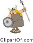 Clip Art of a Funny Fat Blond Viking Woman Armed with a Spear and Shield by Djart