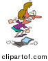 Clip Art of a Furious Woman Jumping on a Laptop Computer by Toonaday