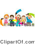 Clip Art of a Happy Group of Diverse Kids Painting with Paint Brushes by BNP Design Studio