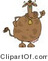 Clip Art of a Mad Cow Wearing a Bell and Shaking His Clenched Fist by Djart