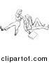 Clip Art of a Mad Man and Woman After Falling Black and White by Picsburg
