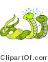 Clip Art of a Male and Female Snakes Mating with Green Hearts over Their Head by Djart