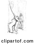 Clip Art of a Man Ringing a Bell for Help with Mosquitoes - Black and White Version 2 by Picsburg