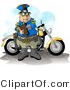 Clip Art of a Motorcycle Cop Filling out a Traffic Citation/Ticket Form by His Bike by Djart