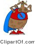 Clip Art of a Muscular and Strong Brown Superhero Cow Wearing a Cape and Flexing Arm Muscles by Djart