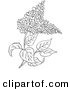 Clip Art of a Outlined Lilac Flower Plant on White by Picsburg