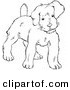 Clip Art of a Puppy Dog Looking Alert - Black and White Line Art by Picsburg