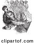 Clip Art of a Retro Sketch of a Vintage Man at the Opera in Black and White by Picsburg