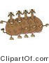 Clip Art of a Spotted Brown Cow Chorus Dancing Together As a Group by Djart