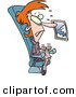Clip Art of a Sweating Red Haired Caucasian Woman with a Fear of Flying on an Airplane by Toonaday