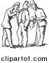 Clip Art of a Vintage Guards Searching a Man in Black and White by Picsburg
