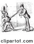 Clip Art of a Vintage Man Defending a Dog from a Guard in Black and White by Picsburg