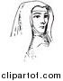 Clip Art of a Vintage Nun in Black and White by Picsburg