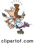 Clip Art of a White Brunette Female Doctor with 4 Arms Multi Tasking by Toonaday