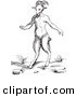 Clip Art of an Old Fashioned Vintage Fantasy Satyr or Pan Black and White by Picsburg