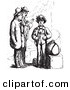 Clip Art of Guys Waiting for Their Luggage to Be Searched - Black and White by Picsburg