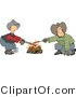 Clip Art of Homosexual Cowboys Roasting Hot Dogs over a Campfire - Weeny Roast by Djart