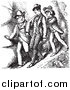 Clip Art of Vintage Men Hiking on a Steep Hill by Picsburg