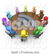 Clip Art of 3d Diverse People at a RSS Meeting Table by 3poD